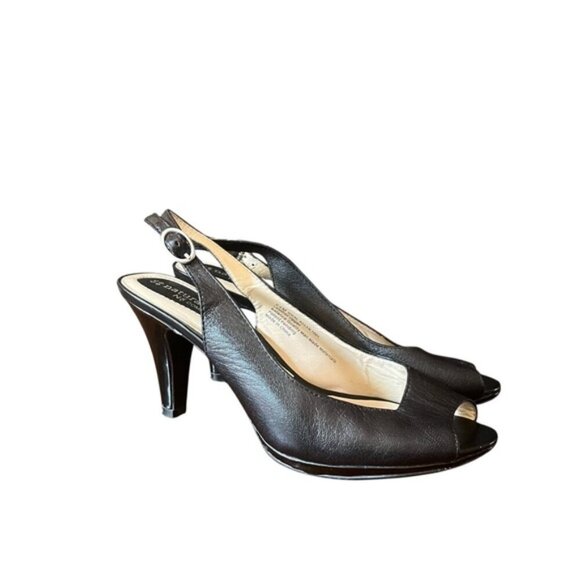 Naturalizer Ideal Slingback Peep Toe Heels Black Leather 6.5 - Picture 7 of 13